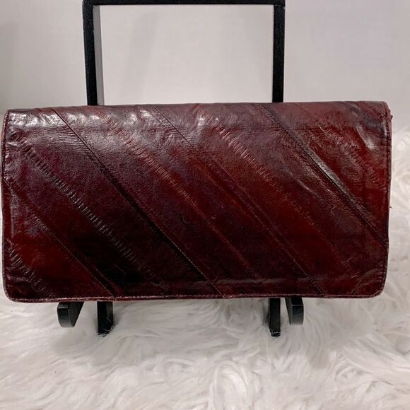 EEL Skin long line bifold wallet 8 card holder zip and slip compartment vintage - Picture 1 of 11